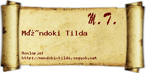 Mándoki Tilda névjegykártya